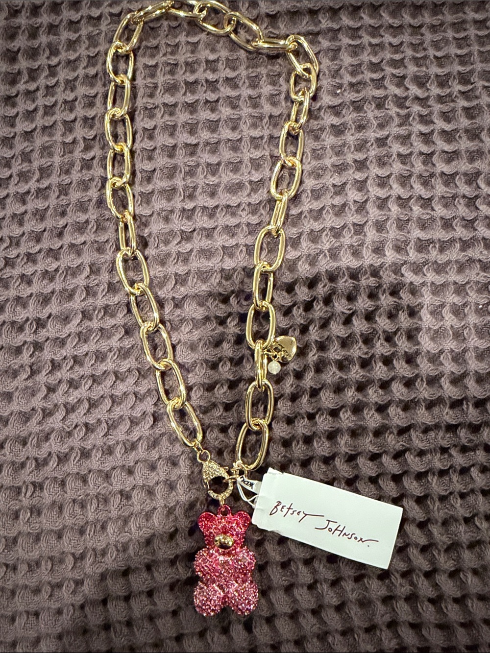 Necklace with pendant pink gummy teddy bear by Betsy Johnson